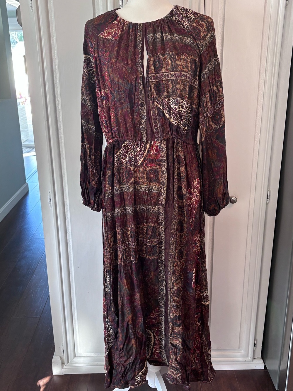 Zara Burgundy Paisley Maxi Dress M